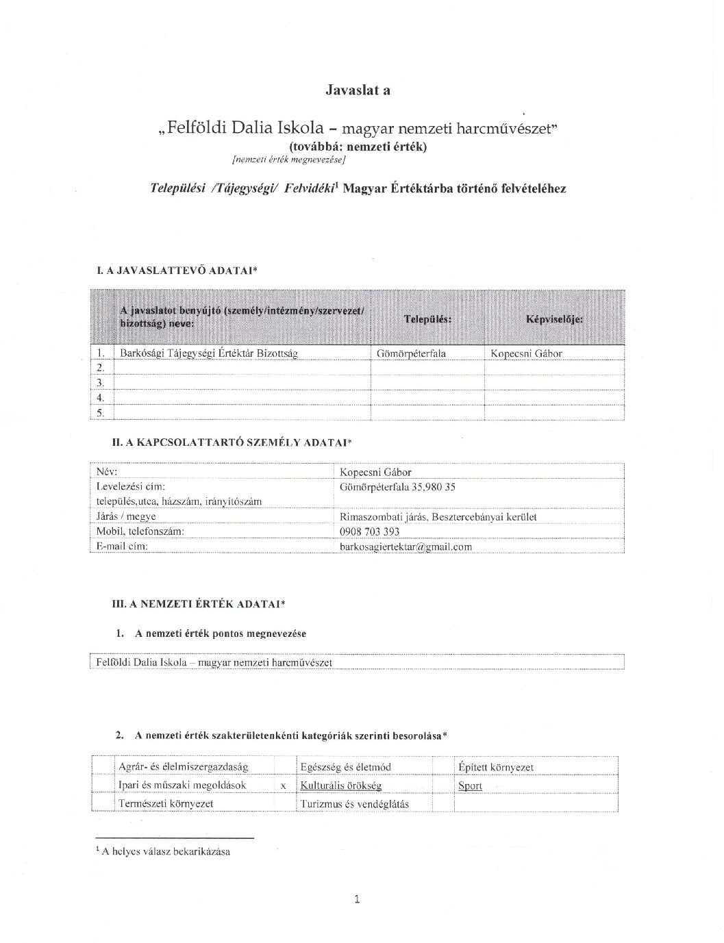 Javaslattételi űrlap