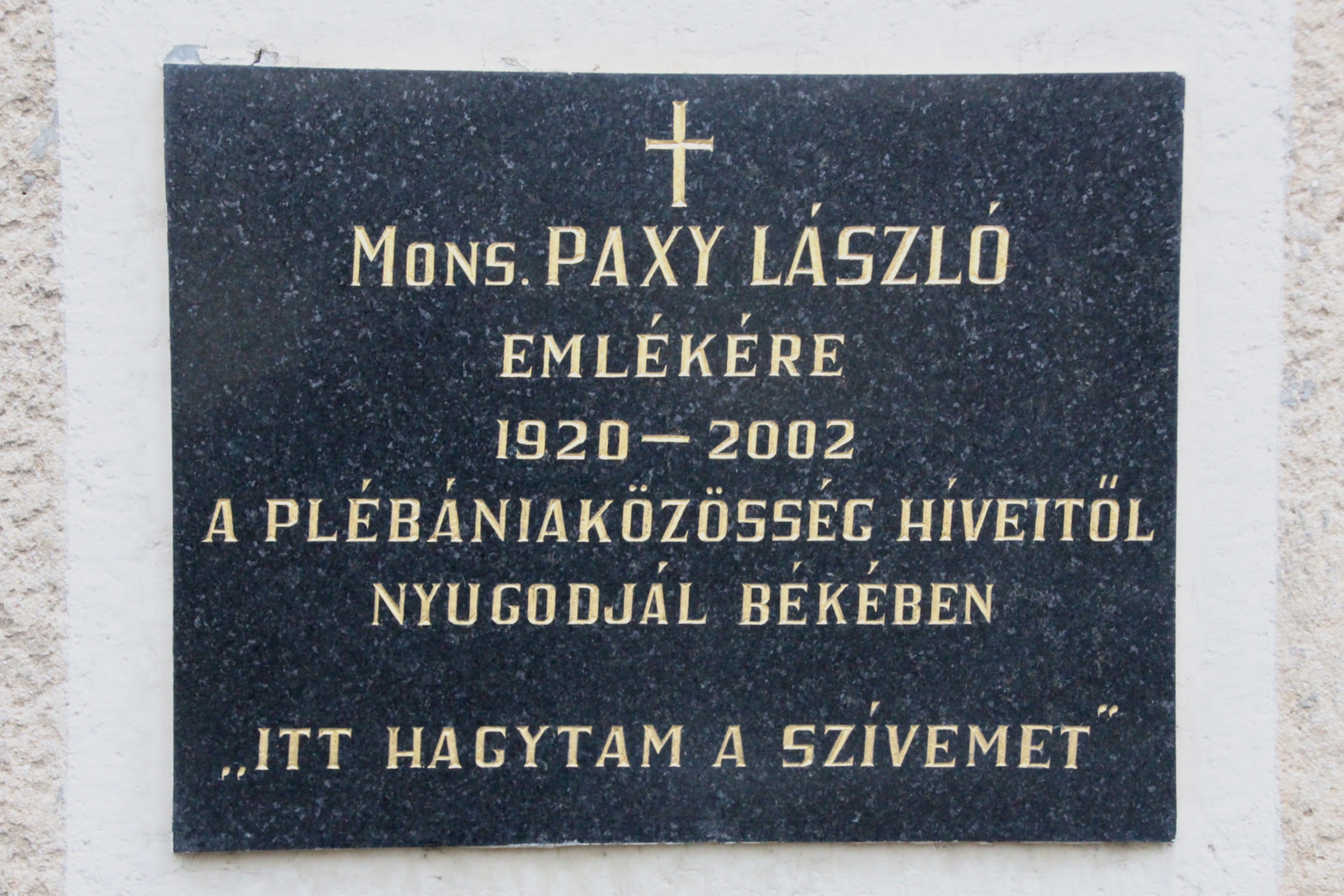 Paxy László emléktáblája