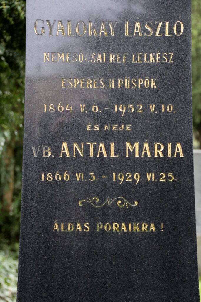 Gyalokay László református lelkész, esperes, helyettes püspök sírja