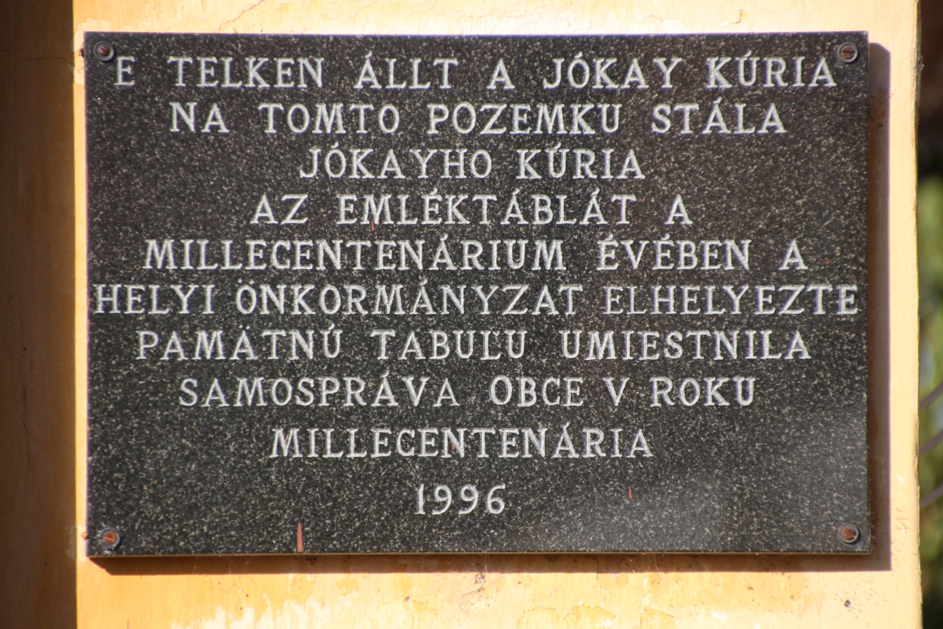 Jókay emléktábla