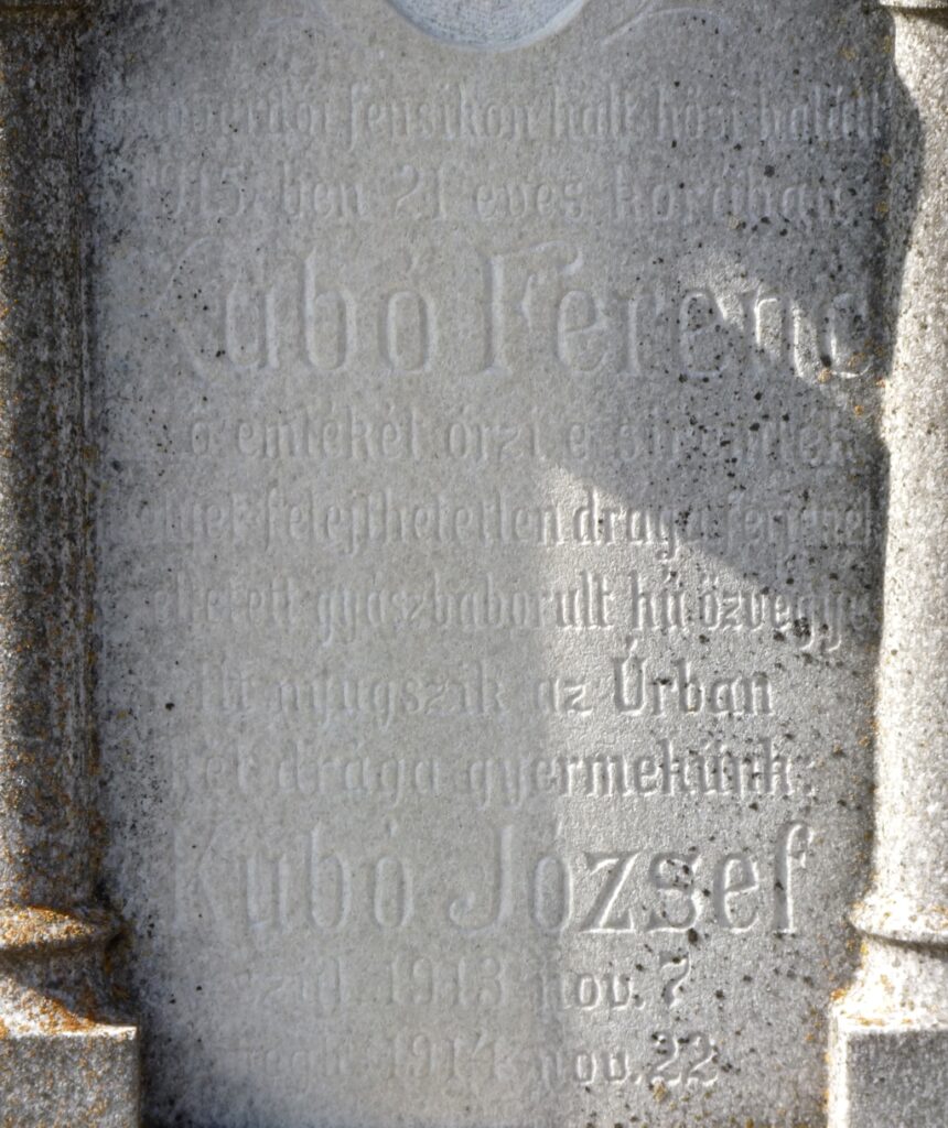 Kubó Ferenc doberdói hősi halott síremléke