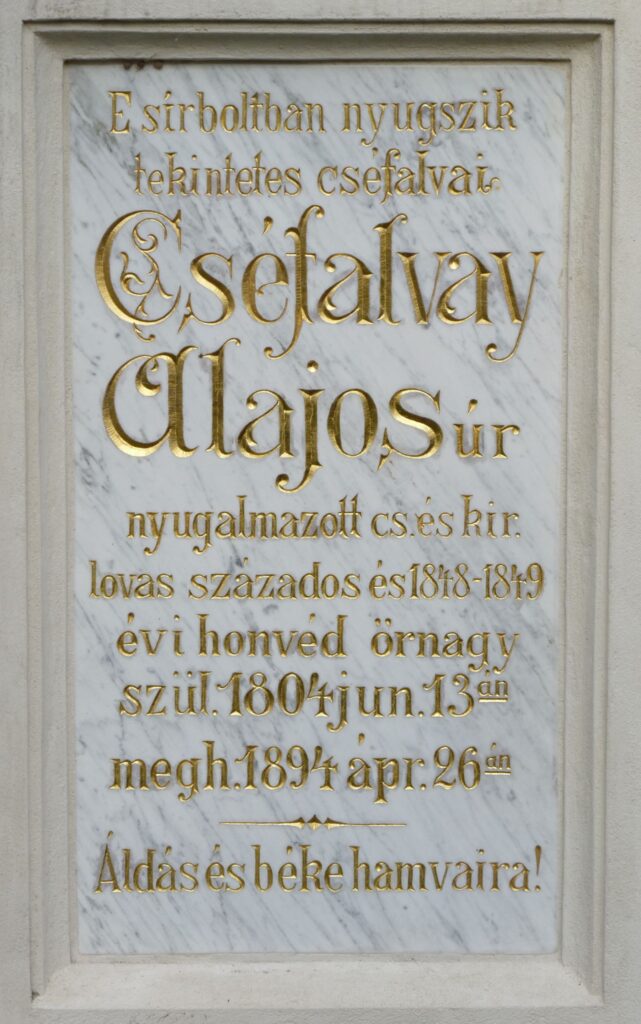 Cséfalvay Alajos sírkeresztje