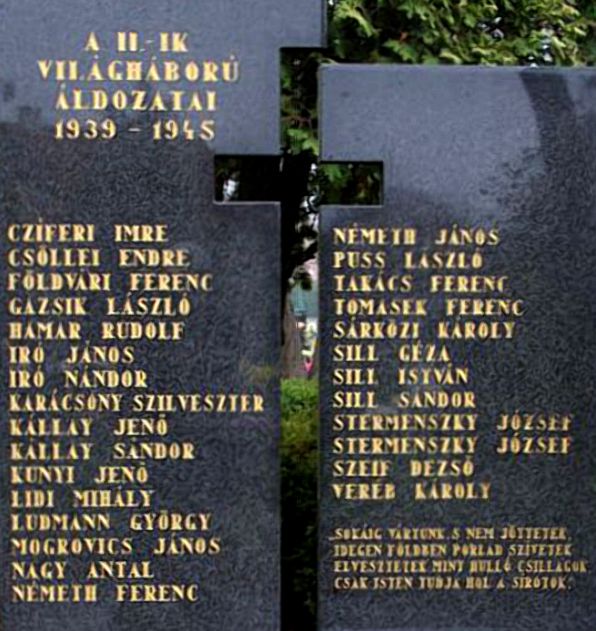 A 2. világháború áldozatainak emlékműve