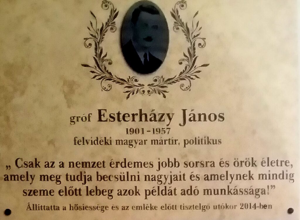 Gróf Esterházy János emléktáblája