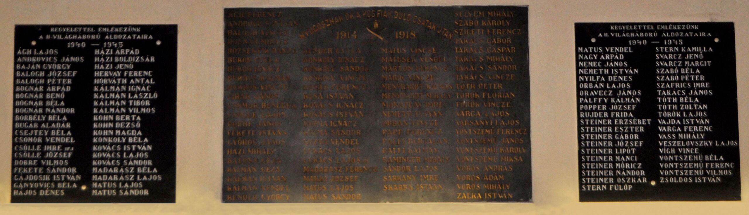 Az 1. és 2. világháború hőseinek emléktáblái
