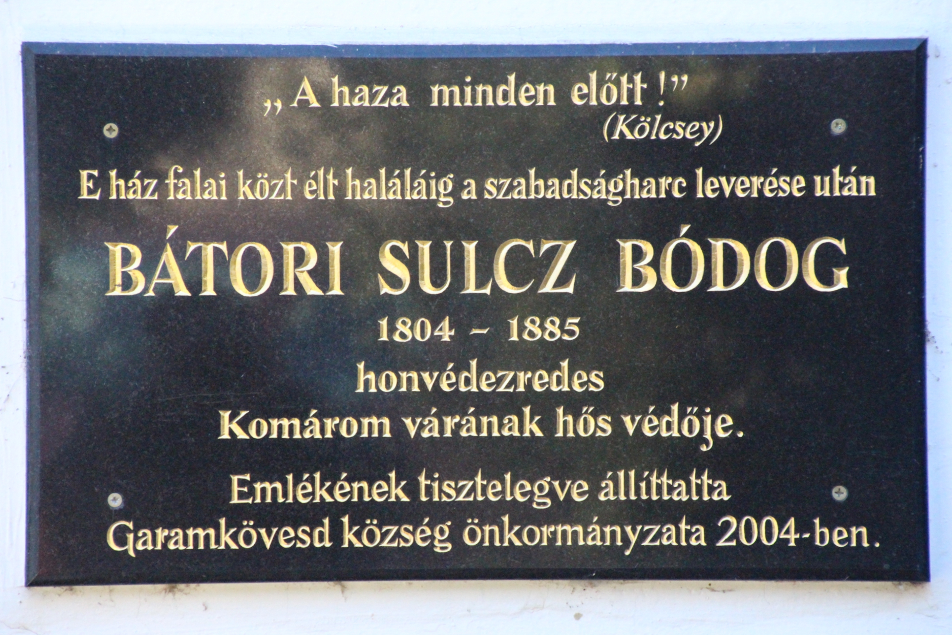 Bátori-Schulcz Bódog honvédezredes emléktáblája