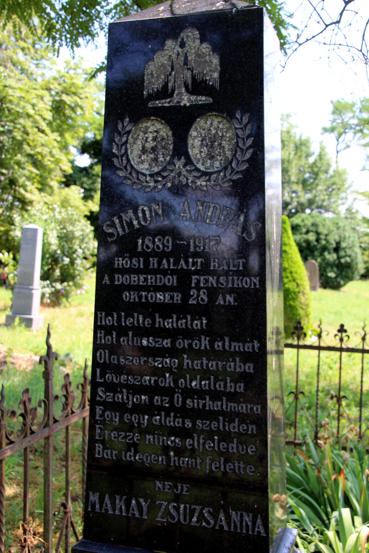 Simon András, az első világháborúban elesett katona emlékhelye
