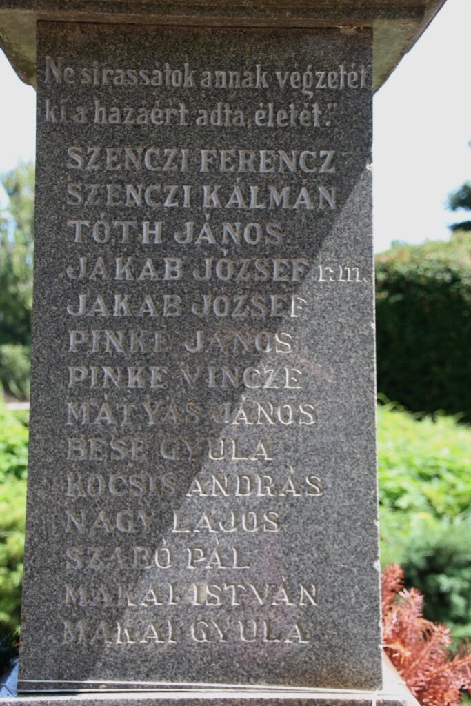 Az I. világháború református és zsidó áldozatainak emlékműve