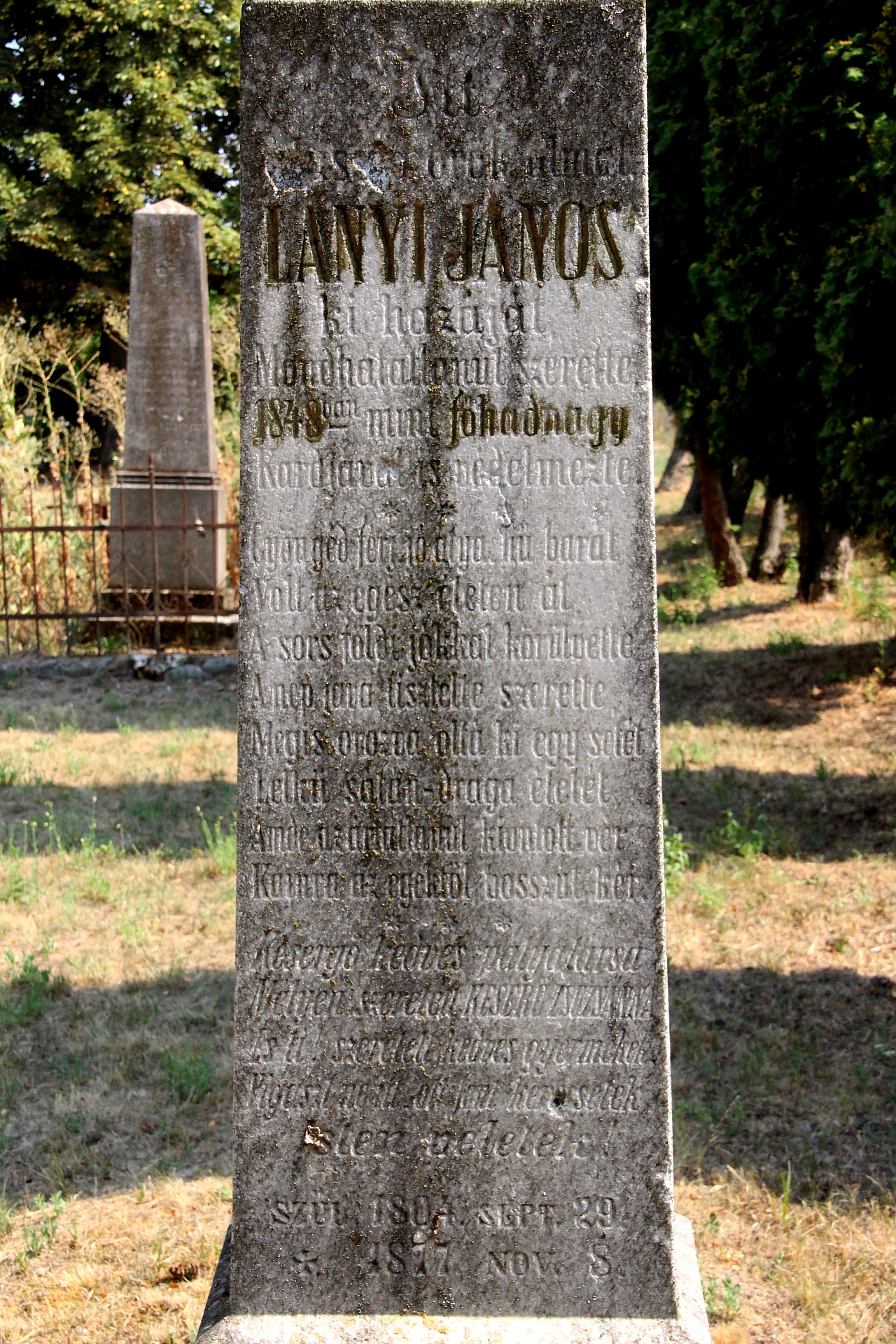 Lányi János 1848-as honvédfőhadnagy sírja