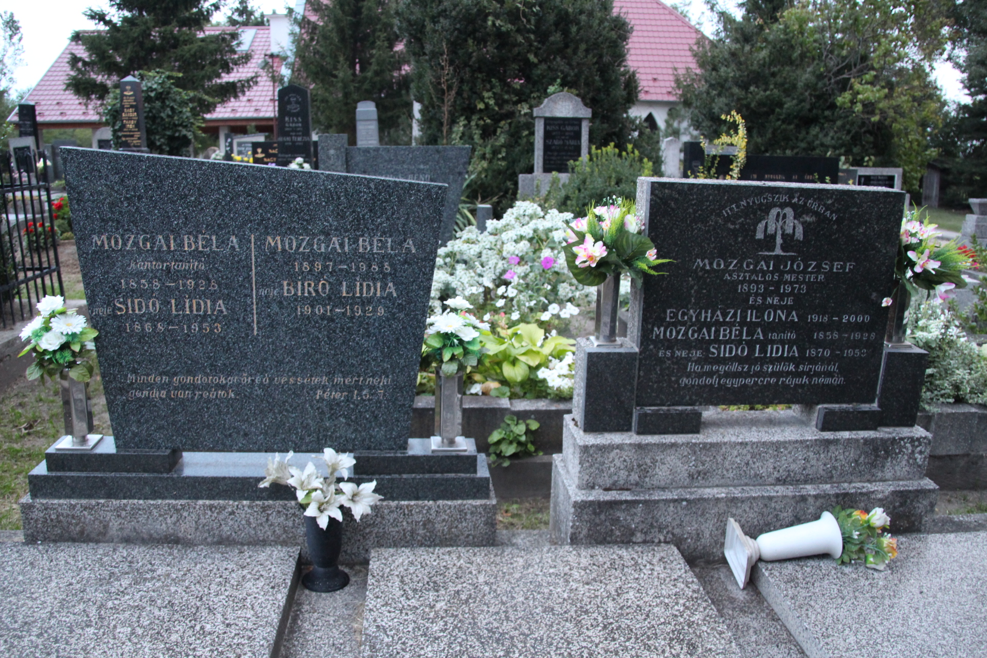 Mozgai Béla kántortanító és családja sírjai