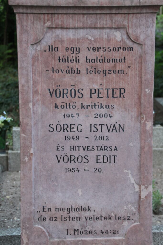 Vörös Péter költő, kritikus sírja