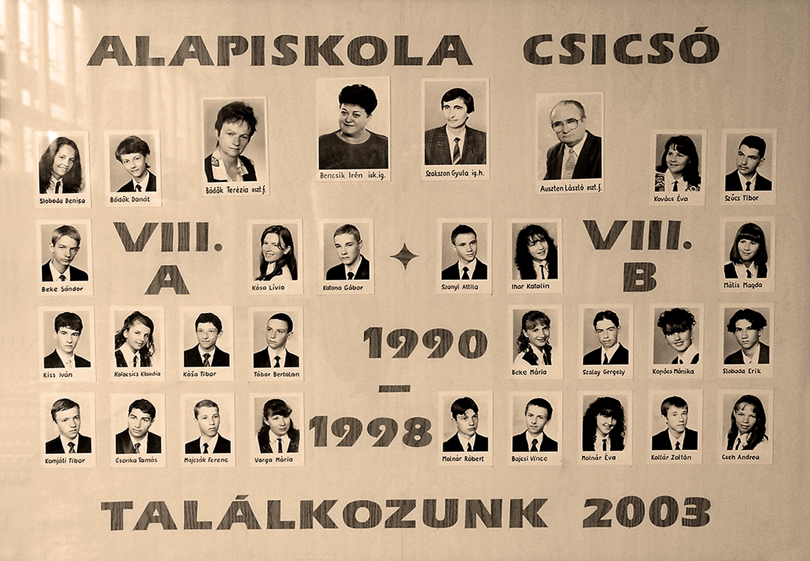 Gáspár Sámuel alapiskola és óvoda, tabló 1990