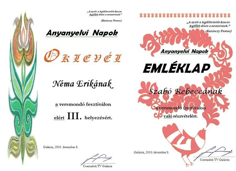 Emléklapok és díjak kiosztása